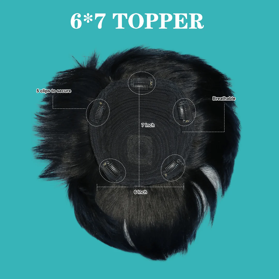 Bequeen Machine Made Side Part Natrual Black Topper - Image 6